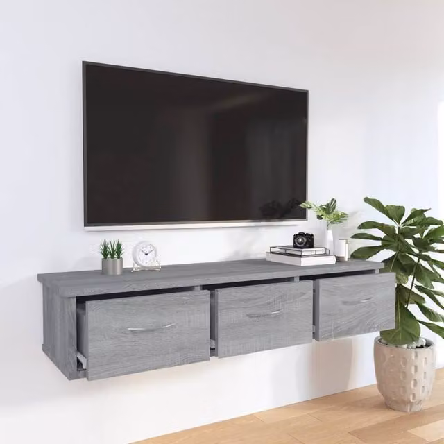 Berkfield Home Wall Mounted Cabinet in Grey Sonoma, W: 88 cm, D: 26 cm, H: 18.5 cm – 1