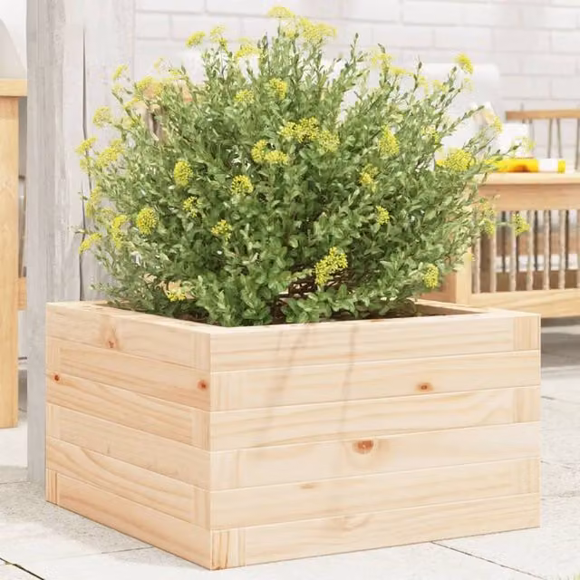 Berkfield Home Brown Solid Wood Pine Garden Planter Tub, W/D/H: 40 x 40 x 23 cm