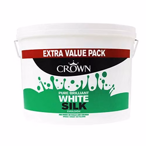 Crown Silk Wall and Ceiling Paint Emulsion in White, 7.5 litres