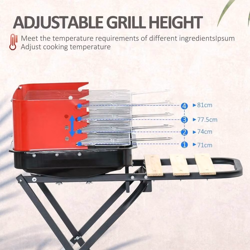 NESTLUNE Foldable Charcoal Trolley Barbecue in Black W/D/H: 100 x 15 x 84 cm – 5