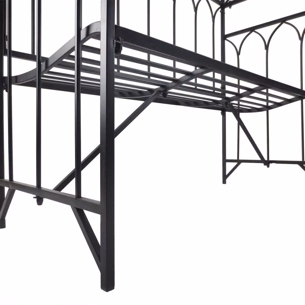 Wyld Haus Moretta Black Metal Garden Bench with Arched Trellis Frame, W/D/H: 115 x 50 x 203 cm – 7