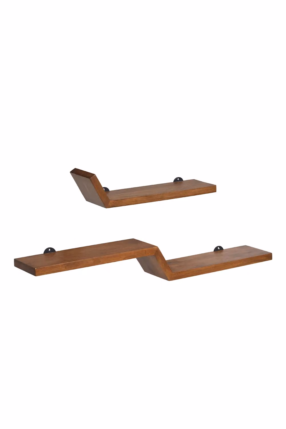 MH London Penny Set of 2 Wall Mounted Floating Shelves in Solid Walnut Wood, Brown – 2