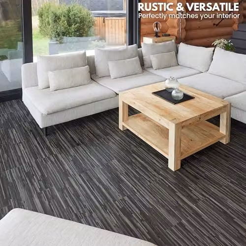 Novecrafto Self Adhesive Wood Effect Vinyl Floor Planks, Dark Grey, 36 Pieces, 5m2 – 3