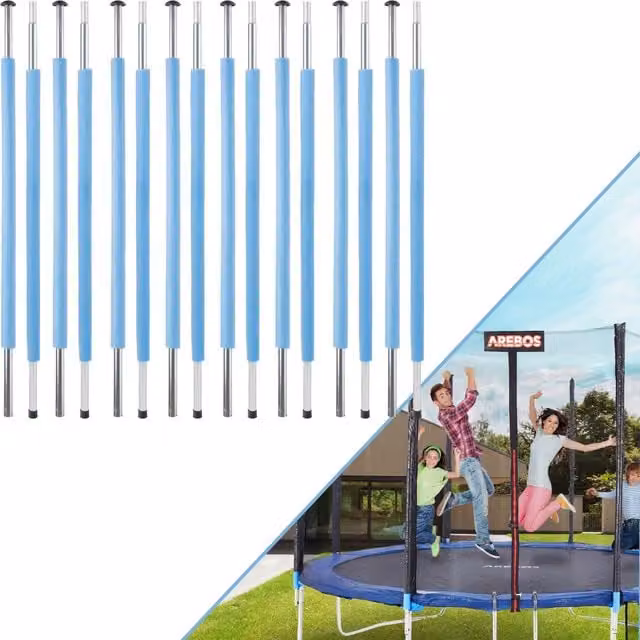 AREBOS Blue Trampoline Spare Part with Protective Caps and Steel Components for 366cm Trampolines