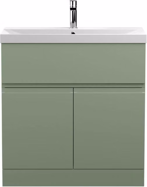 Balterley Mavesyn 2 Door 1 Drawer Vanity Basin Unit, Matt Green, W: 80 cm