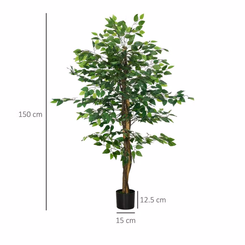 STILVORA Artificial Ficus Tree in Green, Height: 150 cm – 3