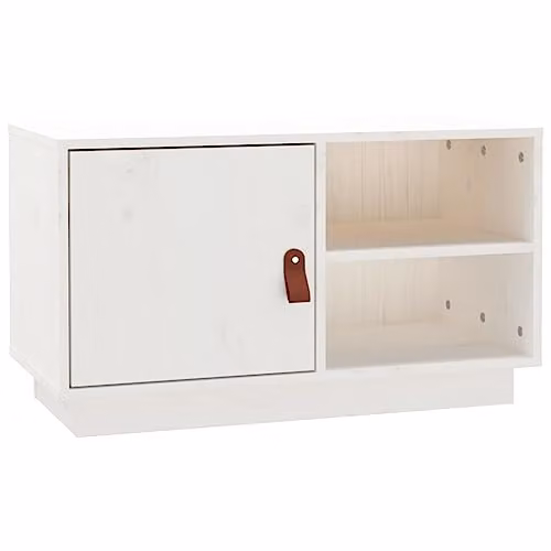 vidaXL Scandinavian White Solid Wood Pine TV Cabinet W/D/H: 70 x 34 x 40 cm
