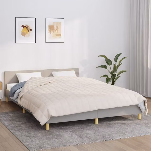 Berkfield Home Weighted Blanket in Beige, W: 220 cm, D: 235 cm, 13 kg