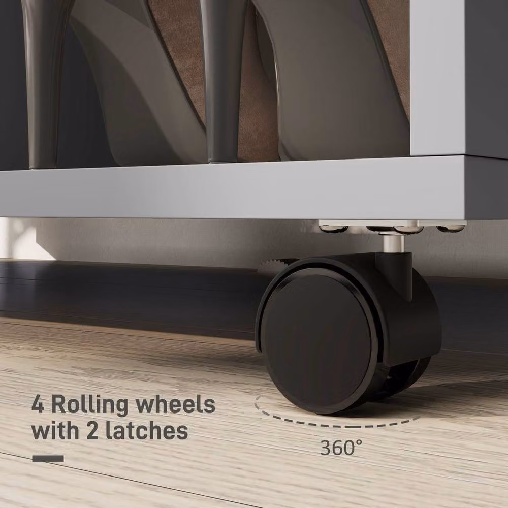 KORVIXA Grey Open Wardrobe on Wheels, W: 100 cm, H: 128 cm – 3