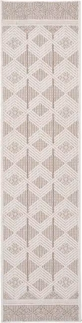 The Rug House Scandi Geometric Looped Pile Area Rug in Beige and Orange, W: 60 cm, L: 240 cm