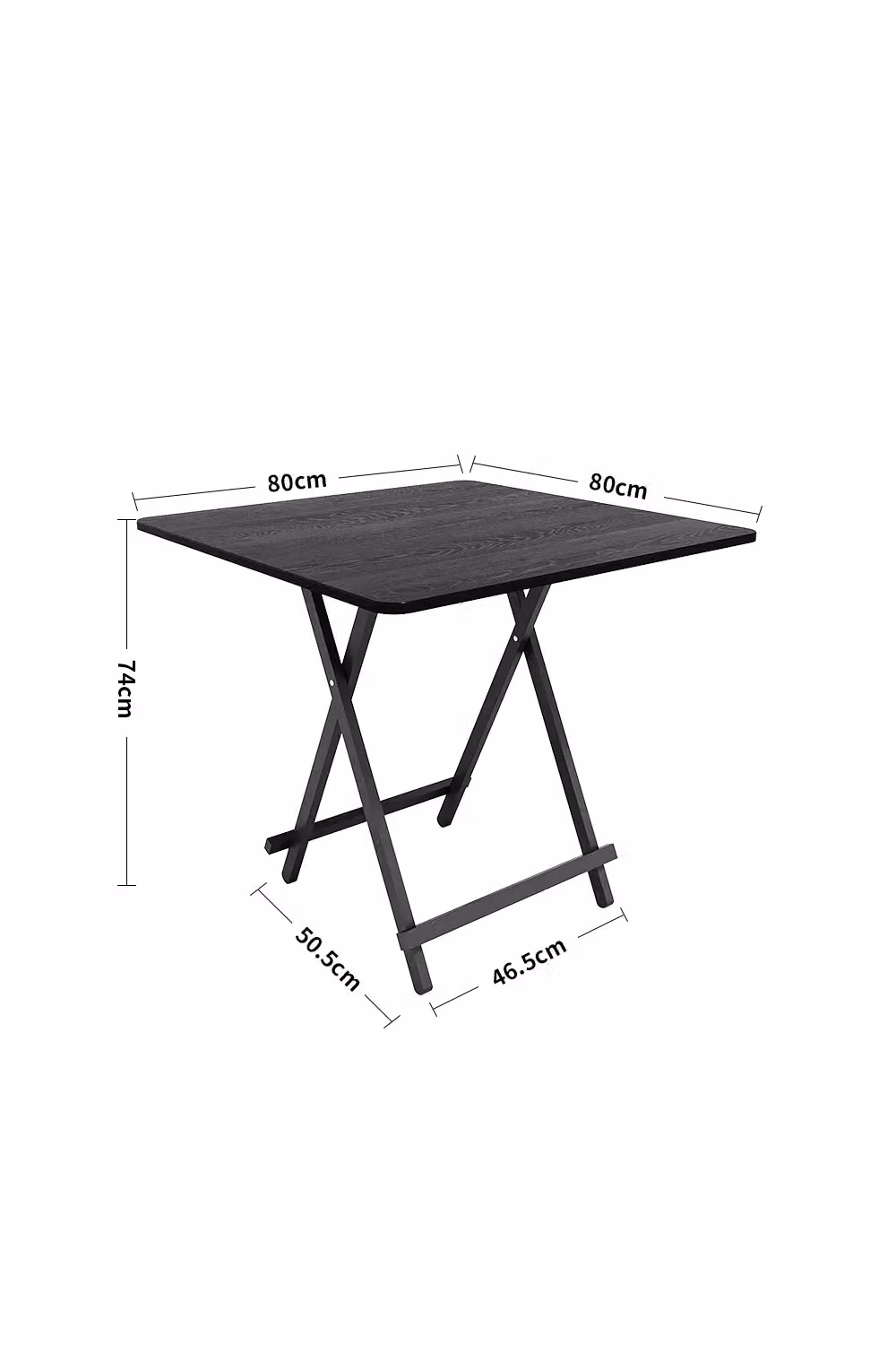 Living and Home Black Folding Wooden Square Dining Table, W/D/H: 80 x 80 x 74 cm – 3