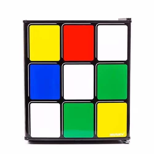 Husky HUS-HU231 Rubiks Cube Mini Fridge in Black and Multicolour – 4