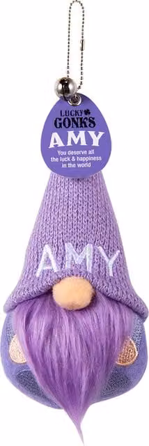 History & Heraldry Amy Pre-personalised Lucky Gonk Mascot Keyring in Purple