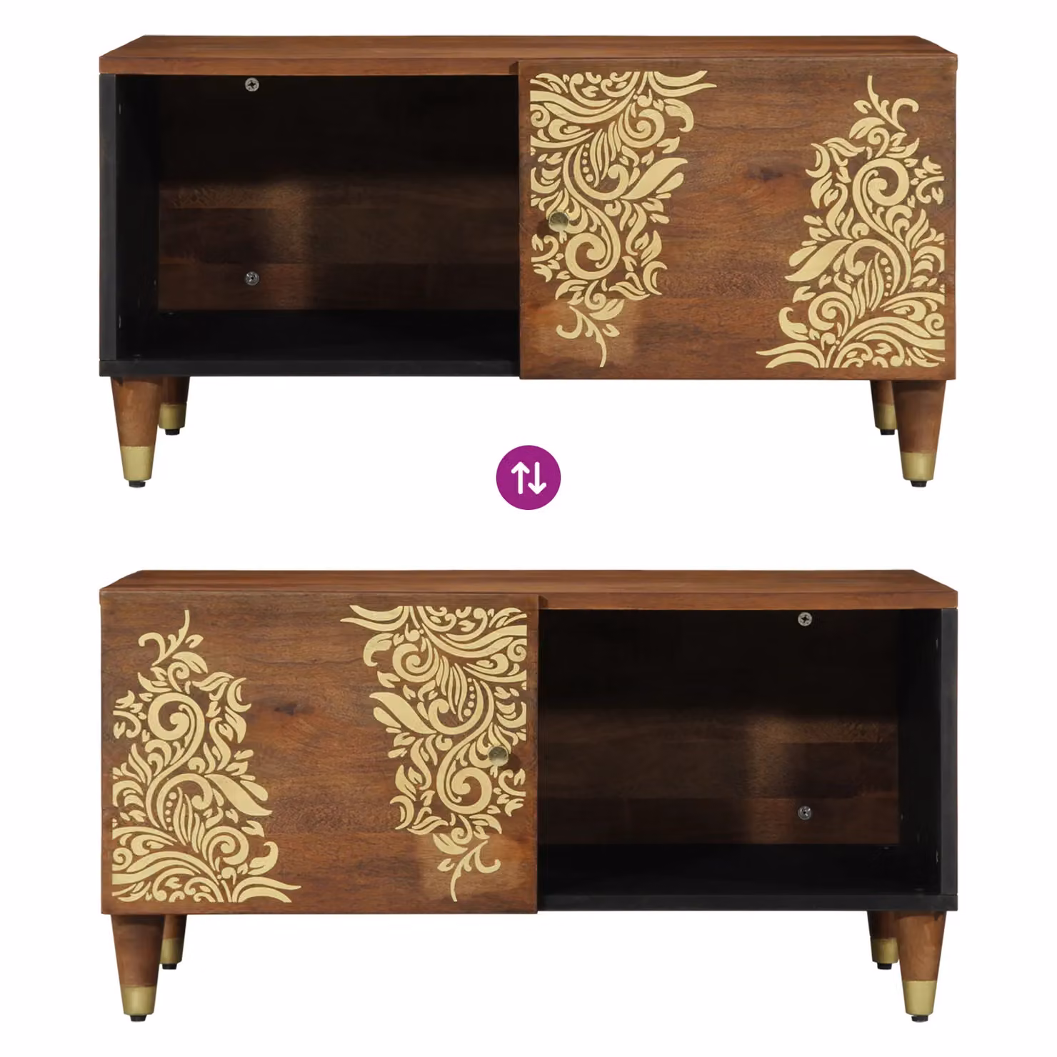 Berkfield Home Rustic Mango Wood Coffee Table, Brown, W: 80 cm, D: 50 cm, H: 40 cm – 6