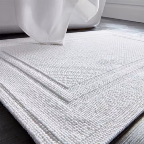 Christy Fina Rectangular Cotton Bath Mat in White, W: 80 cm, D: 50 cm – 3