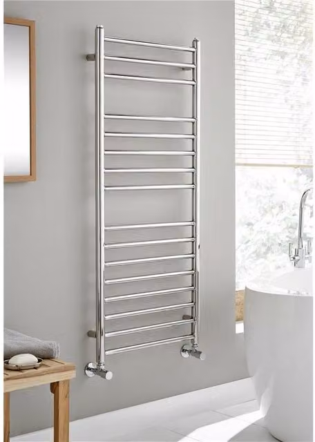 Clifton Stainless Steel Vertical Bathroom Towel Radiator in Silver, H 120 cm x W 50 cm – 1