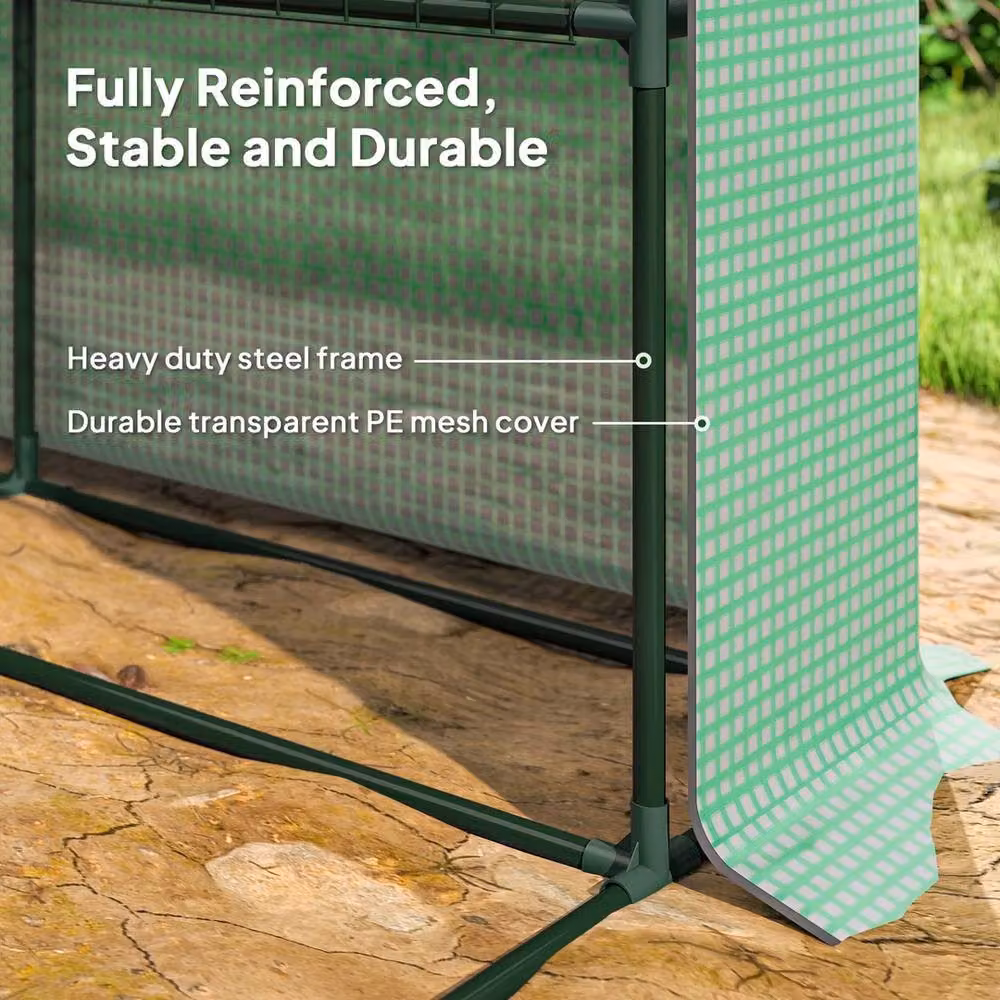 NESTLUNE Green Metal Walk-in Garden Greenhouse Shelves, W: 100 cm, D: 15 cm, H: 15 cm – 3