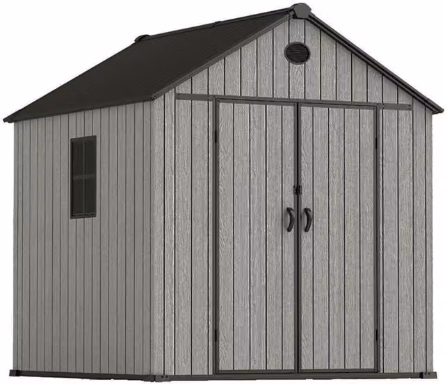 Darphe Apex Gable Roof Plastic Garden Storage Shed with Floor and Window in Grey