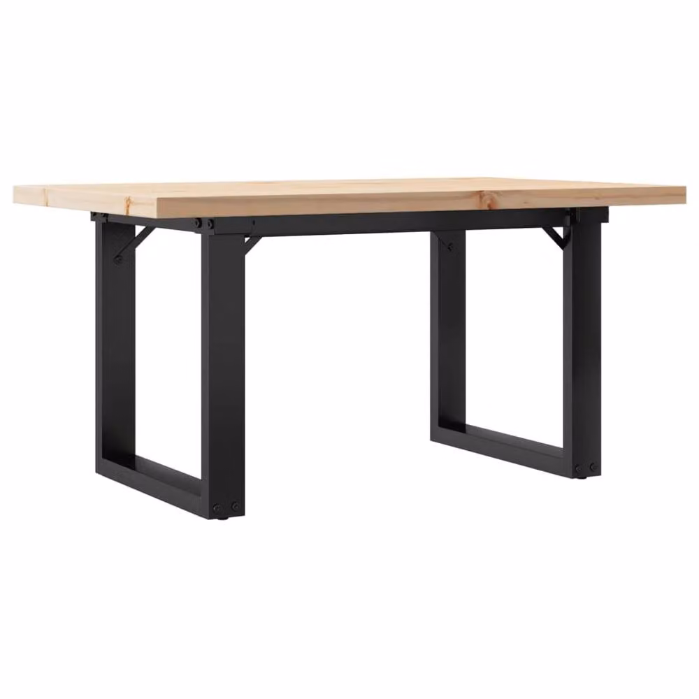 Berkfield Home O-Frame Coffee Table in Brown Solid Pine and Steel, W: 80 cm, D: 50 cm, H: 40.5 cm – 2
