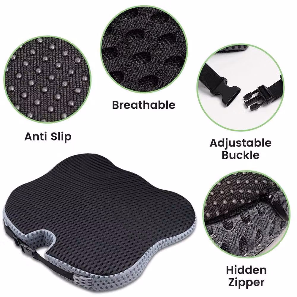 FLAVORA Ergonomic Memory Foam Coccyx Seat and Back Wedge Cushion in Black, W/D/H: 190 x 100 x 8 cm – 4