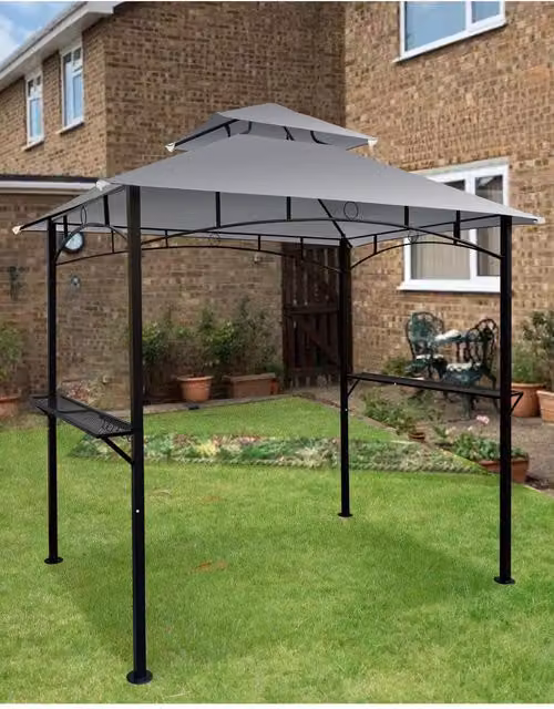 Groundlevel Premium Outdoor BBQ Gazebo in Grey with Steel Frame