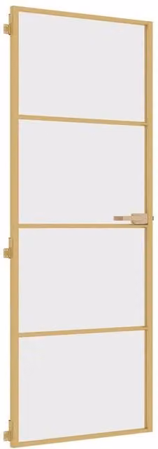 Berkfield Home Slim Golden Interior Door with Tempered Glass and Aluminium, W: 76 cm, H: 201.5 cm