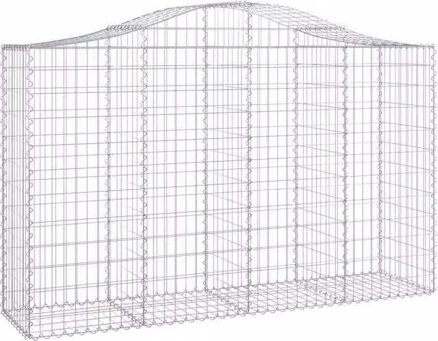 Berkfield Home Arched Gabion Basket in Silver Galvanised Steel, W: 200 cm, D: 50 cm, H: 120-140 cm – 1