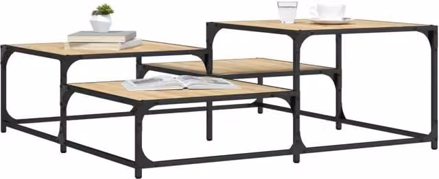 Berkfield Home Sonoma Oak Coffee Table in Brown, W/D/H: 107 x 107 x 40 cm – 1