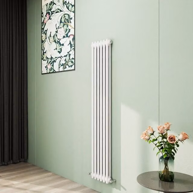 AicaBathroom Vertical Traditional Cast Iron Style 2 Column Radiator in White, H 150 cm x W 29 cm x D 29 cm