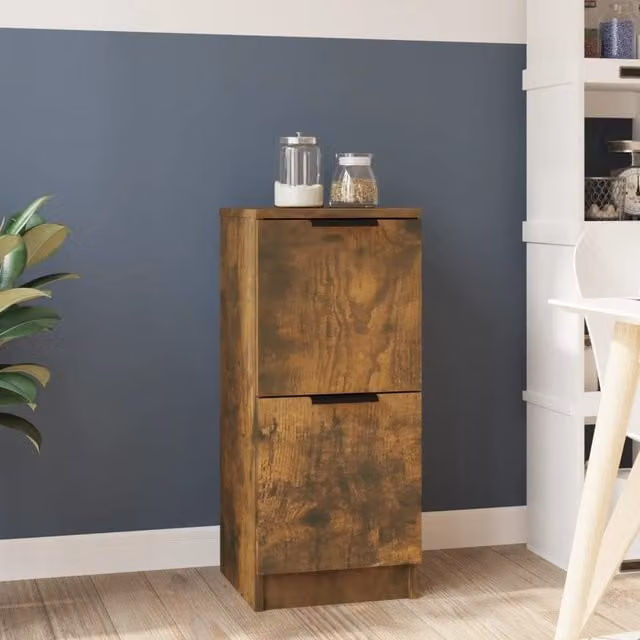 Berkfield Home Smoked Oak Sideboard in Brown, W/D/H: 30 x 30 x 70 cm – 1