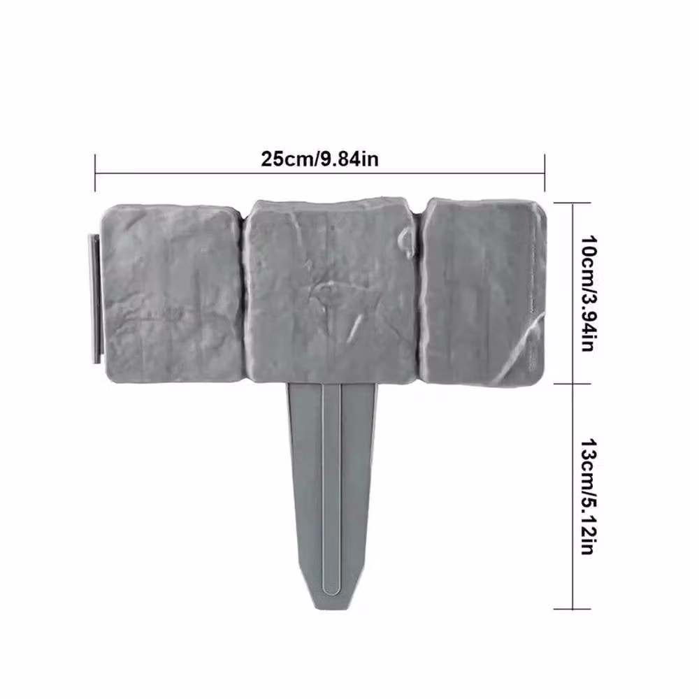 NESTLUNE 30-Piece Grey Imitation Stone Garden Edging Border Fence – 2