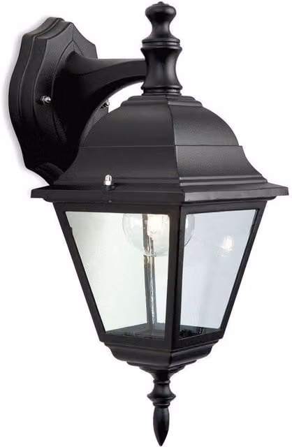 Netlighting 4 Panel Outdoor Lantern Downlight, Black with Transparent Glass, IP43, E27