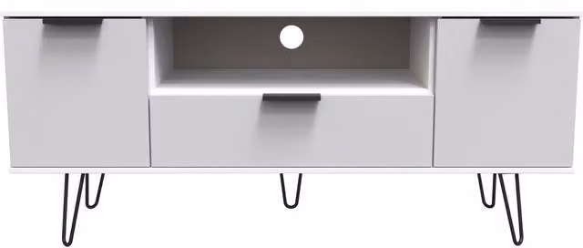 Ready Assembled 2 U Fuji Modern Wide TV Unit with 2 Doors and 1 Drawer in Light Grey