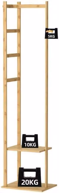 Kelvenix Brown Bamboo Hall Tree with Bench and Dual Hook and Rail Matrix – 1