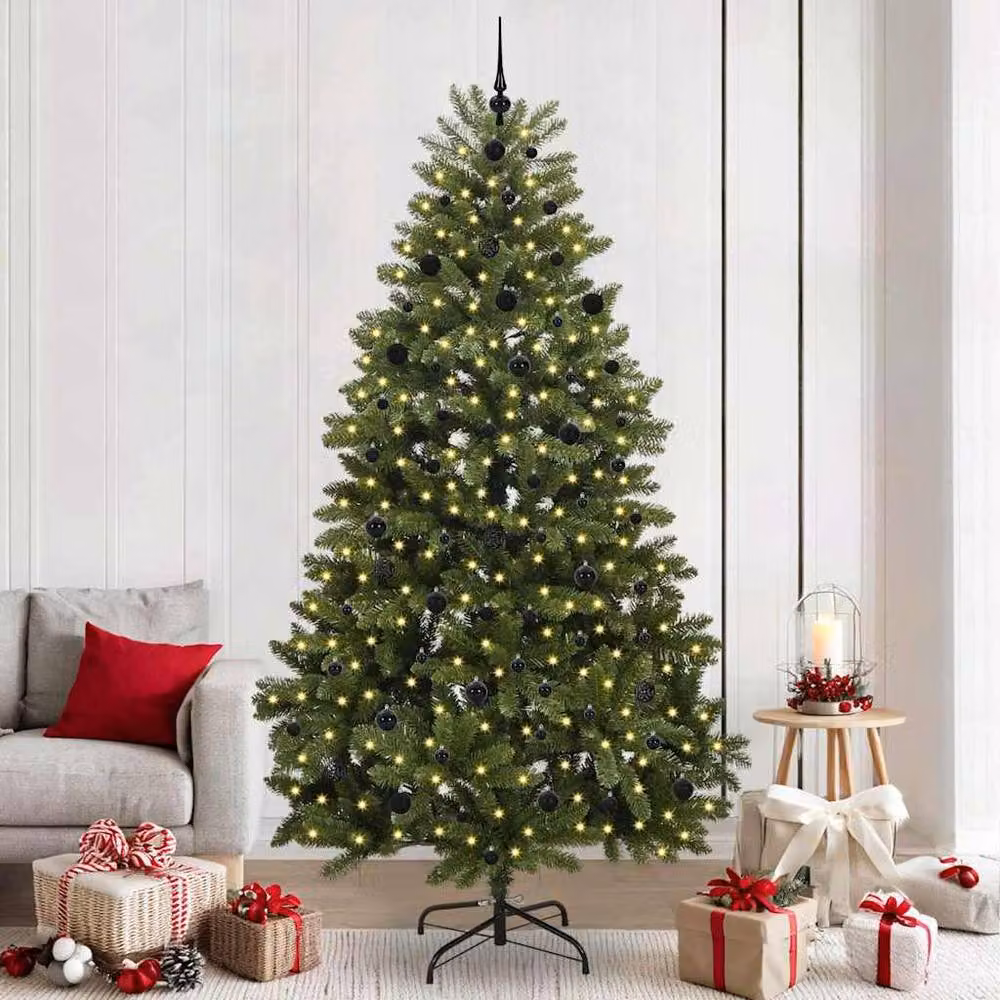 Berkfield Home Elegant Green Artificial Christmas Tree with Stand, H 240 cm, W 120 cm, D 120 cm – 2