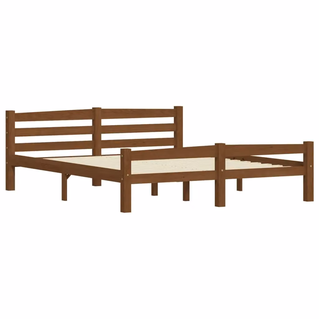 Berkfield Home Modern Solid Pinewood Bed Frame with Drawers, Brown, W/D/H: 160 x 200 cm – 2
