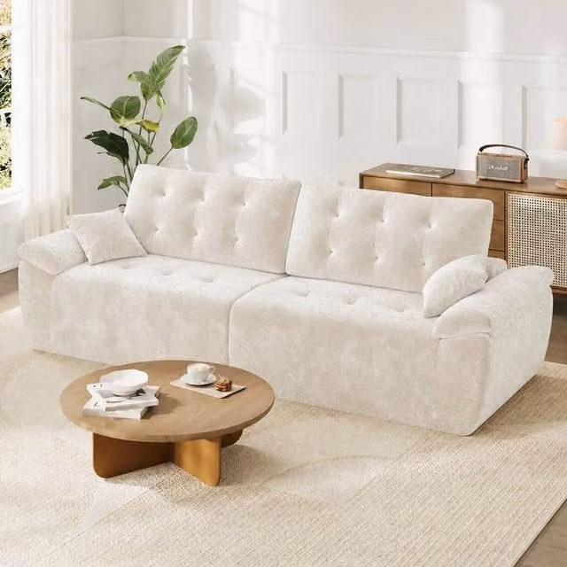 Dprodo 275cm Chenille 4 Seater Modular Sectional Sofa in Beige