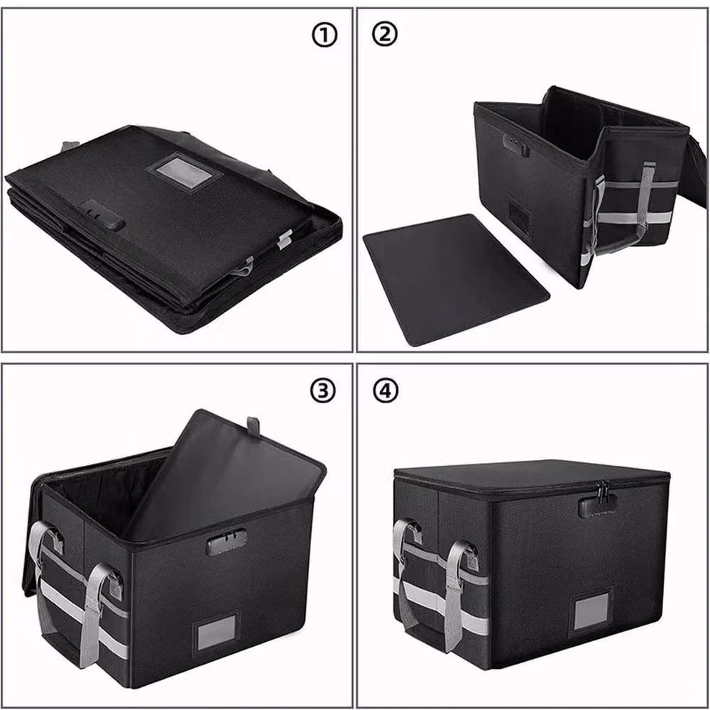 FLAVORA Fireproof Document Box with Lock, Black, W/D/H: 50.0 x 30.988 x 25.4 cm – 3