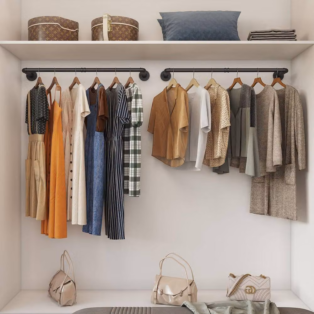 Dprodo Wall Mounted Metal Clothes Rack in Matt Black, Width: 92 cm – 2
