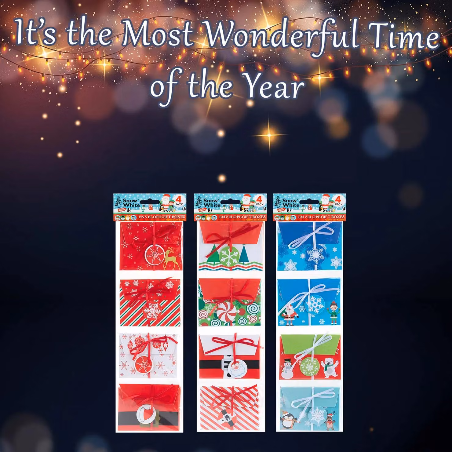 VFM e-Store Christmas Gift Boxes with 3 Xmas Themed Designs, Multicolour, W: 11 cm, D: 8 cm, H: 1 cm – 3