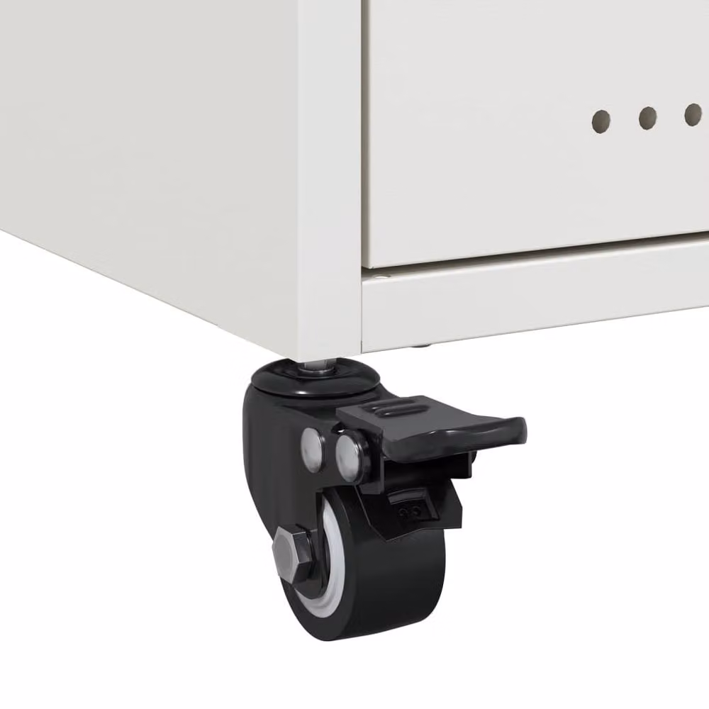 Berkfield Home Set of 2 Modern White Metal Bedside Cabinets, W/D/H: 39 x 36 x 43.5 cm – 2