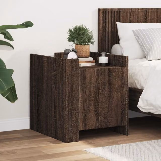 Berkfield Home Brown Oak Bedside Cabinet W/D/H: 45 x 50 x 50 cm