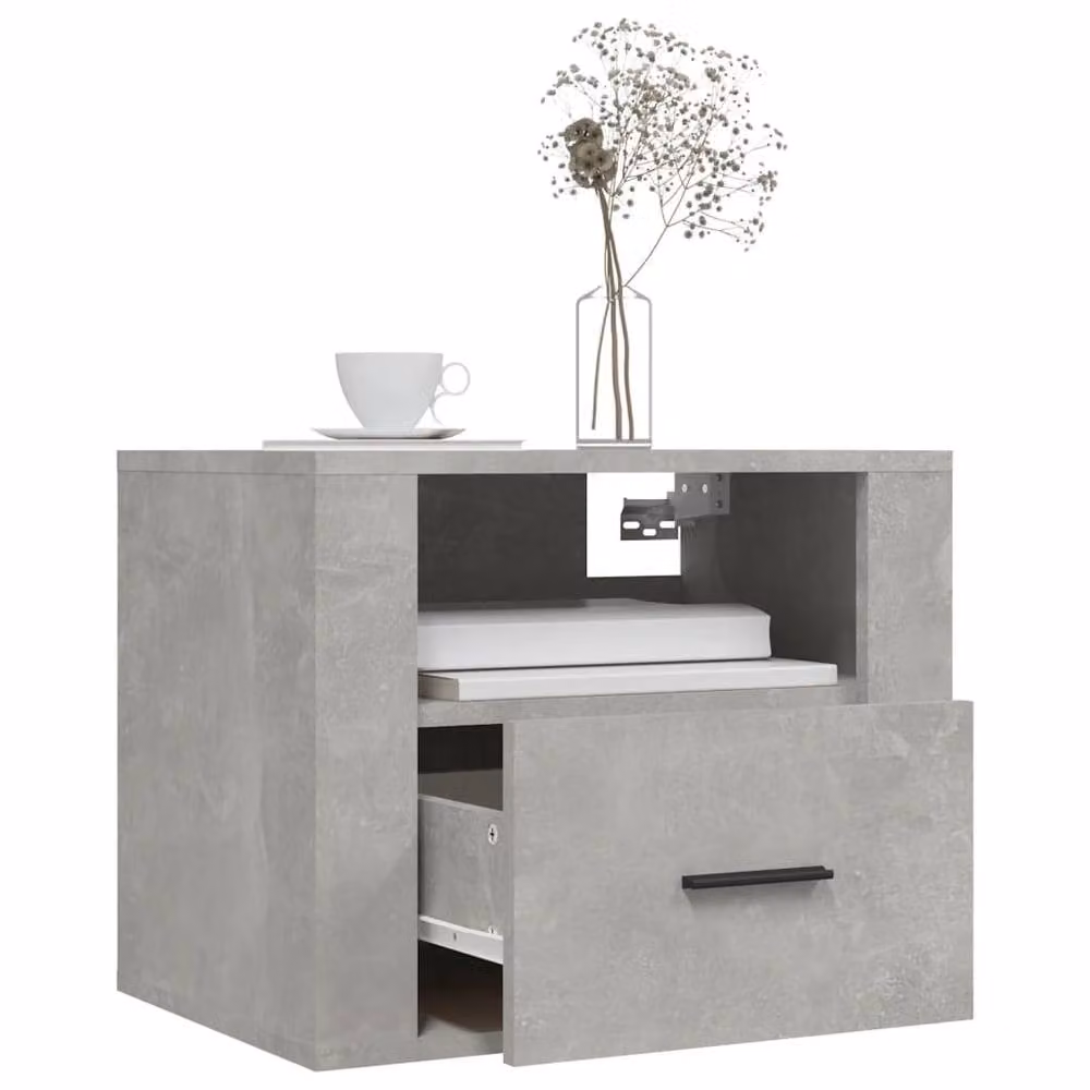 Berkfield Home Elegant Wall-mounted Bedside Cabinet in Concrete Grey, W: 50 cm, D: 36 cm, H: 40 cm – 3