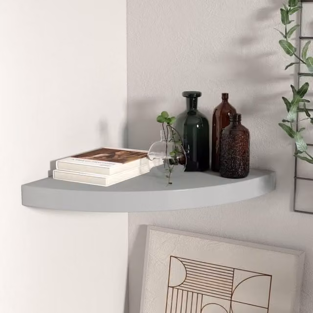 Berkfield Home Grey Floating Corner Shelf, W/D/H: 35 x 35 x 3.8 cm