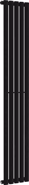 Lux Heat Black Oval Vertical Single Panel Designer Steel Radiator - Black, H 160.0 x W 30.0 x D 8.5 cm