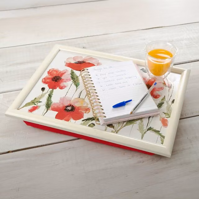 Creative Tops Floral Lap Tray in Red and White