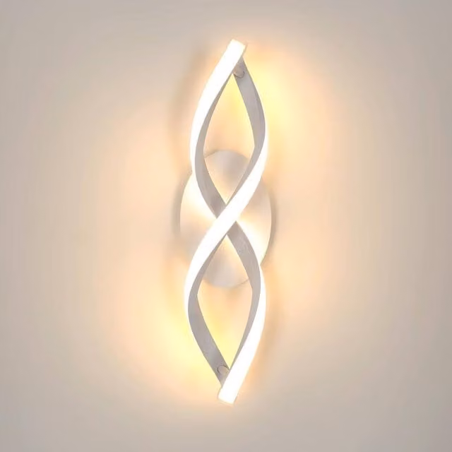 Goeco Modern LED Wall Light, 16W, 3000K Warm White, Curved Arc Design in White