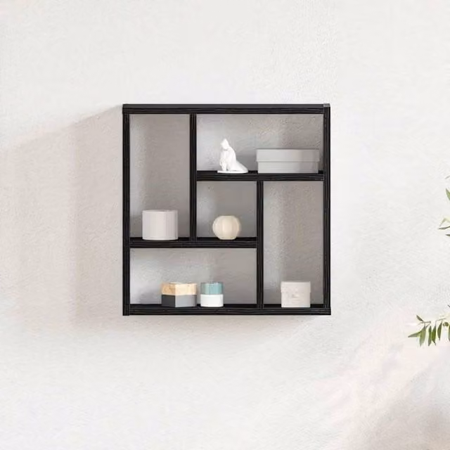 Berkfield Home Wall Mounted Shelf in Black Oak, W/D/H: 45 x 16 x 45 cm – 1