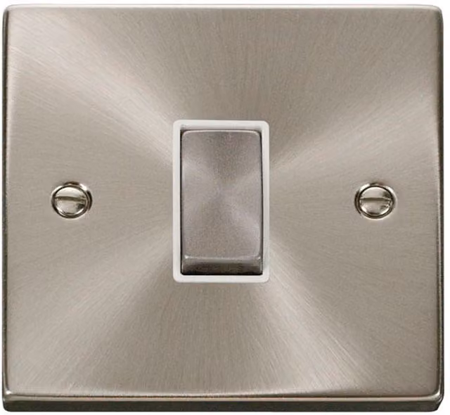 SE HOME White and Chrome Satin Brushed 10A 1 Gang 2 Way Surface Mounted Two Way Light Switch
