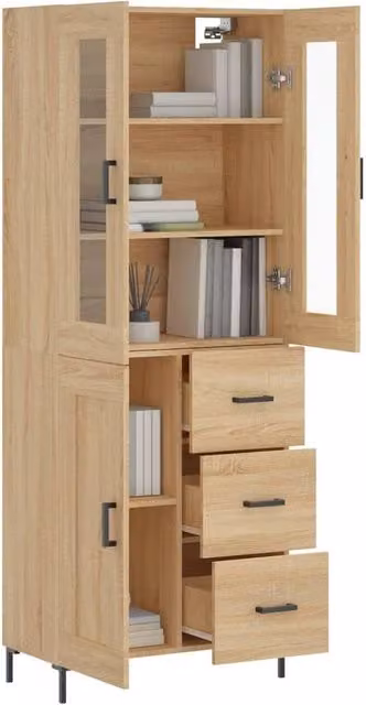 Berkfield Home Sonoma Oak Highboard in Light Brown, W/D/H: 69.5 x 34 x 180 cm – 1